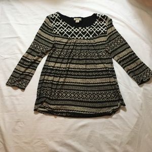 Lucky Brand 3/4 Sleeve Tribal Print Shirt
